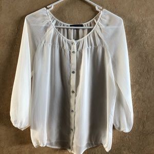 Violet & Claire Ivory OFF White Sheer Blouse /Top Size S